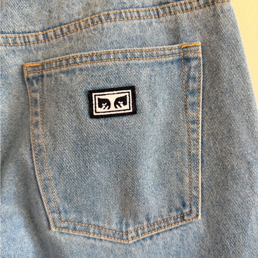 NWOT Obey Light Blue Denim Jeans with Branded Waist Patch - Picture 5 of 7